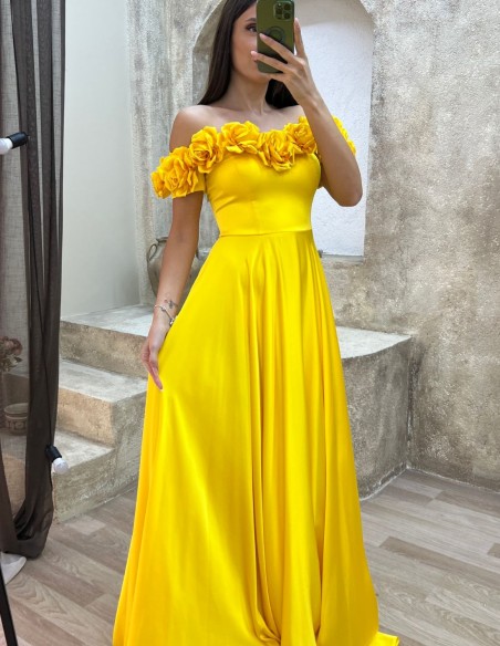 Flower bandeau neckline party dress