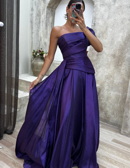 Vestido de fiesta con corsé de lazo y falda fruncida