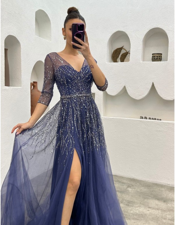 Robe longue de fête avec corset et broderie de strass 2