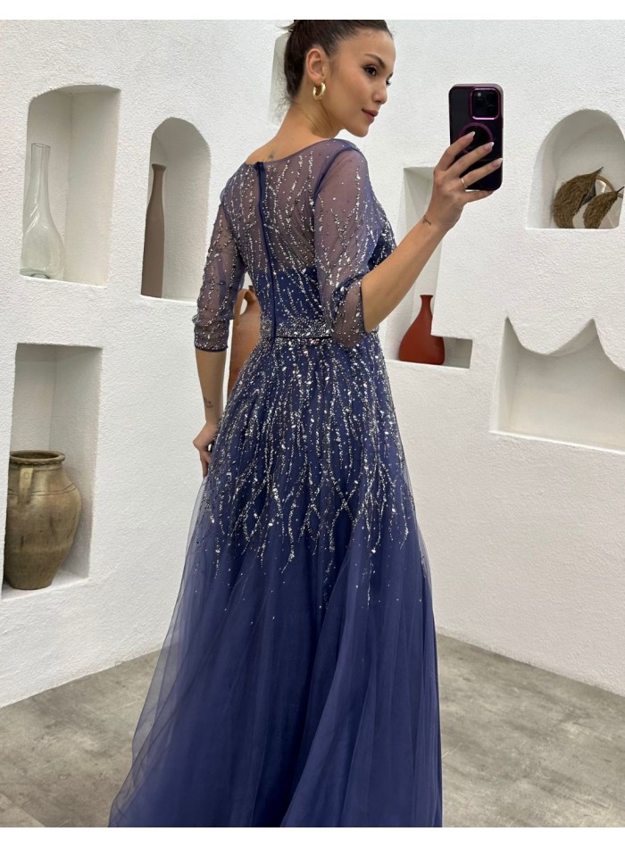 Robe longue de fête avec corset et broderie de...