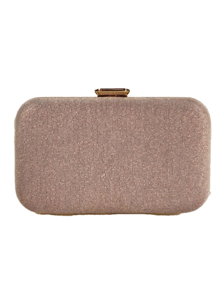 Bolso de fiesta con tejido brillante para invitada rosa palo oscuro