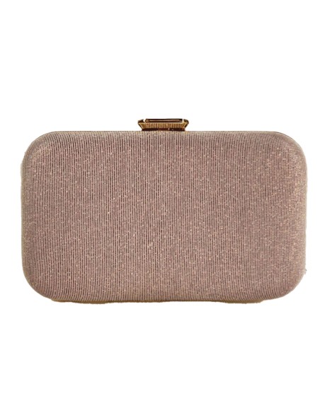 Bolso de fiesta con tejido brillante para invitada rosa palo oscuro