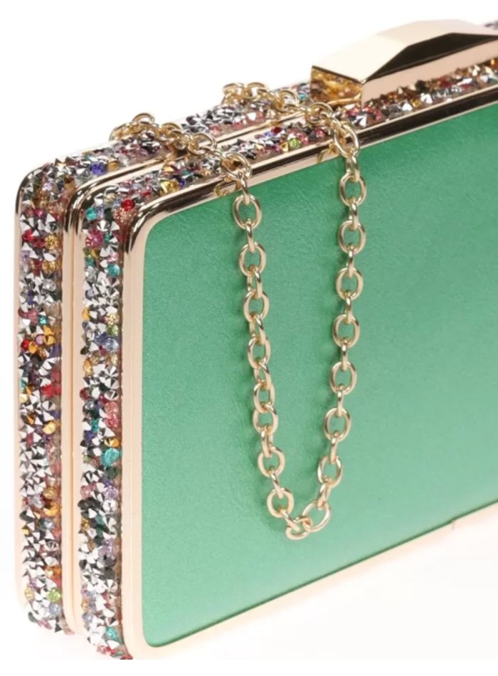 Clutch bag with rhinestones on the side -...