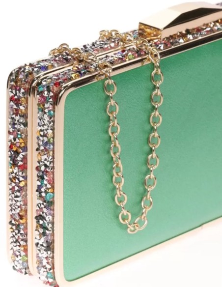 Clutch bag with rhinestones on the side - rectangular
