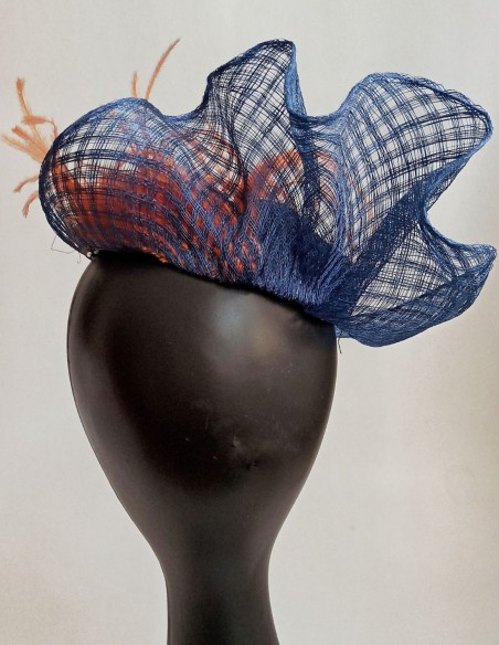 Blue pillbox type guest headdress.