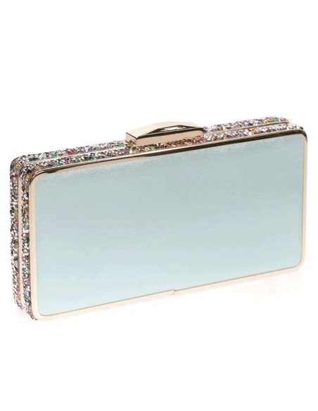 Clutch bag with rhinestones on the side - rectangular