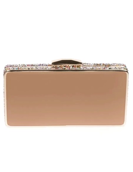 Clutch bag with rhinestones on the side - rectangular