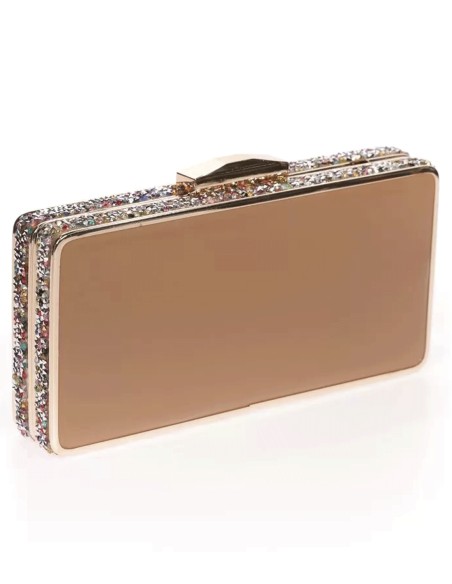 Clutch bag with rhinestones on the side - rectangular