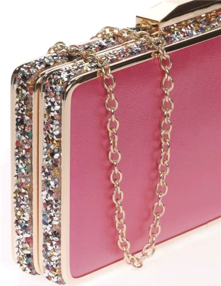 Clutch bag with rhinestones on the side - rectangular