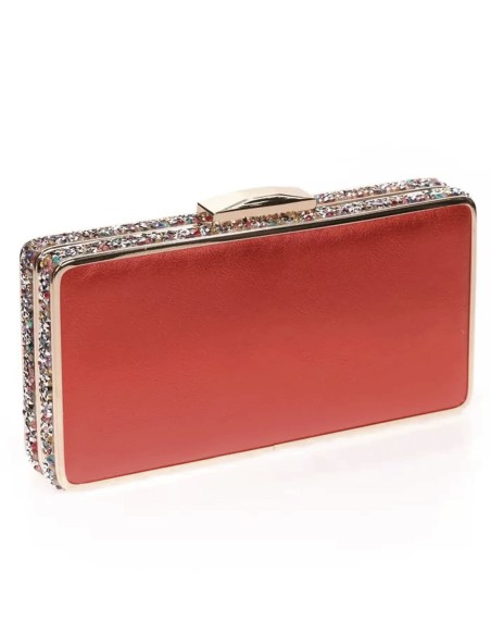 Clutch bag with rhinestones on the side - rectangular