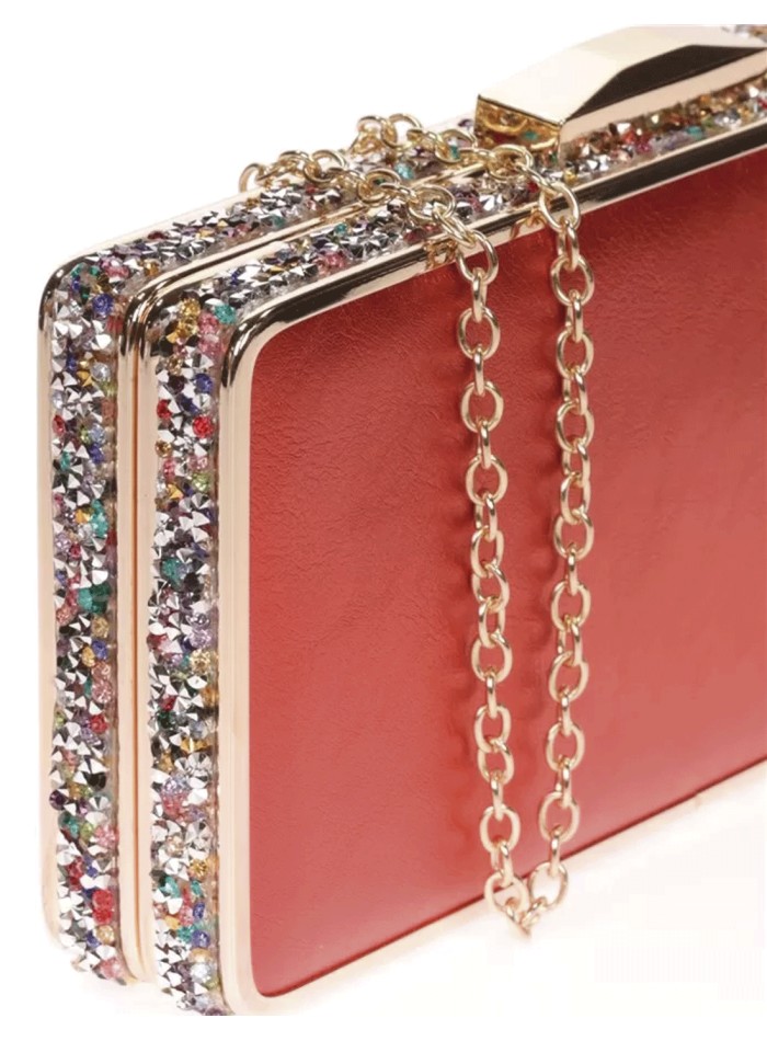 Clutch bag with rhinestones on the side -...