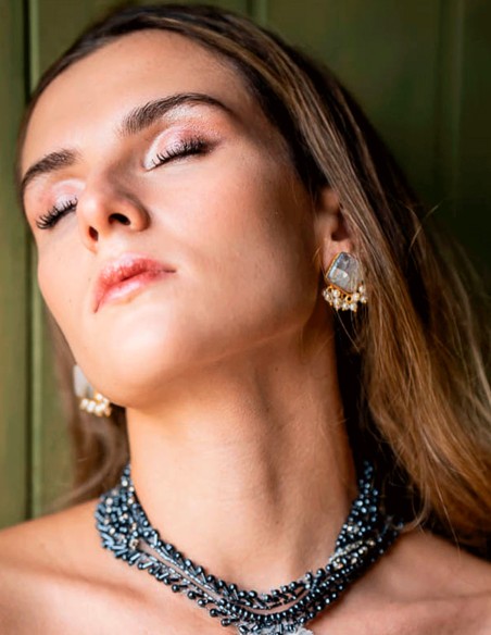 Pendientes con perlas y piedra natural