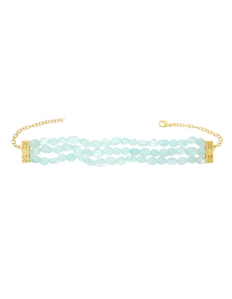 Triple choker with natural stones