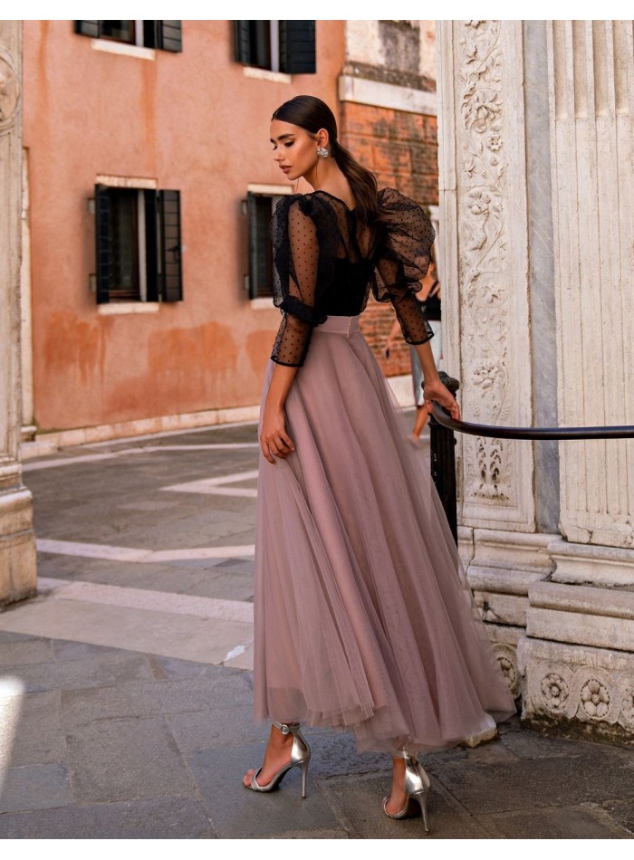 Midi ballerina dress with tulle skirt