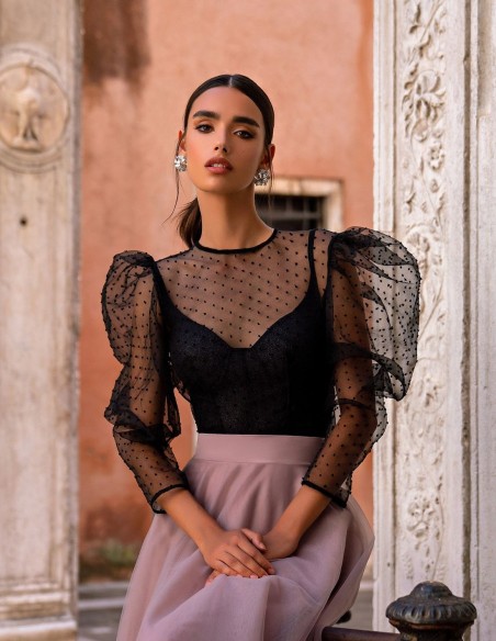 Robe midi de ballerine avec jupe en tulle