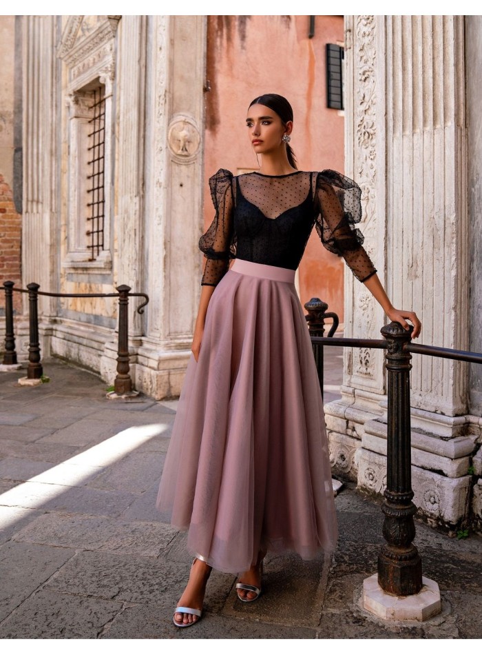 Midi ballerina dress with tulle skirt