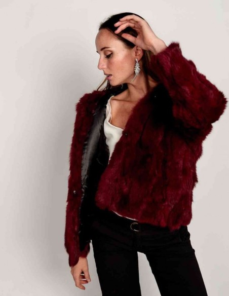Rabbit fur coat with hood