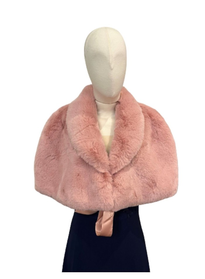 Fur-trimmed top with lace-up