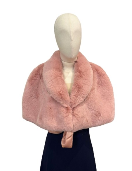 Fur-trimmed top with lace-up