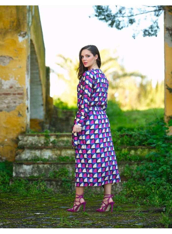 Cross-over printed cocktail dress