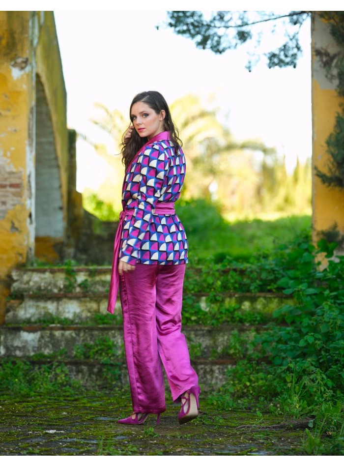 Blazer de fiesta estampada anudada