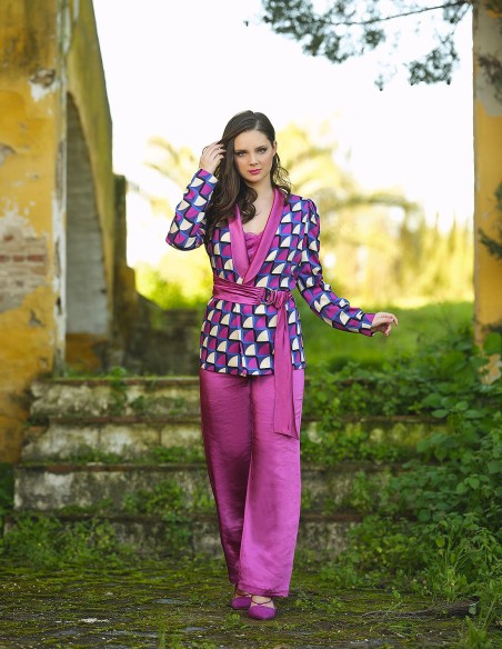 Knotted printed party blazer