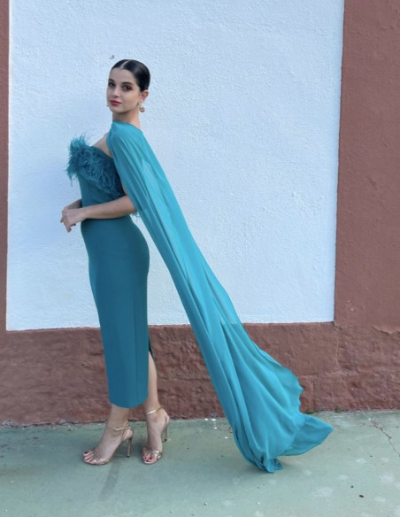 Long party cape in chiffon