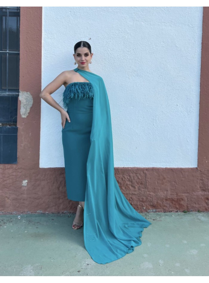 Long party cape in chiffon