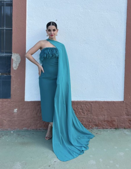 Long party cape in chiffon