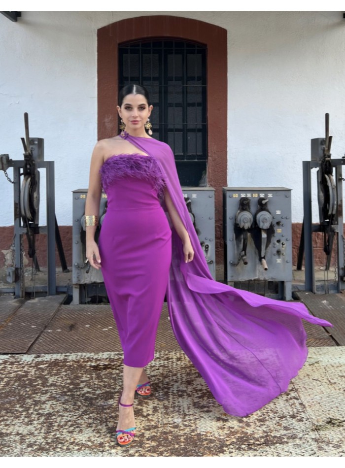 Long party cape in chiffon