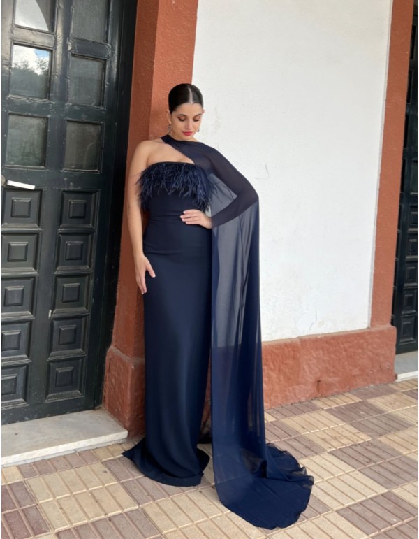 Long party cape in chiffon