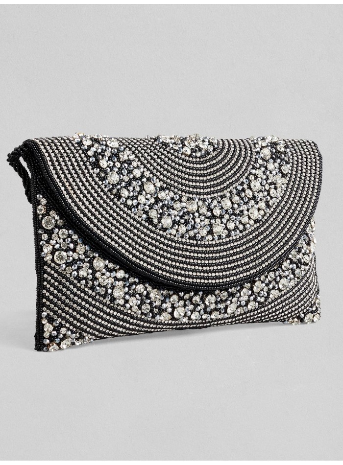 Sac de fête noir avec cristaux blancs