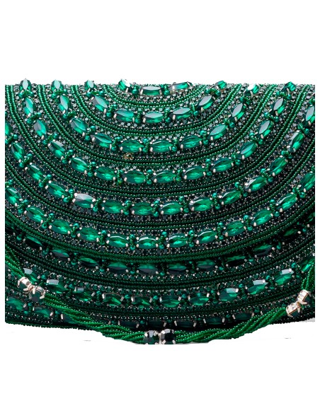 Sac de fête vert émeraude en strass