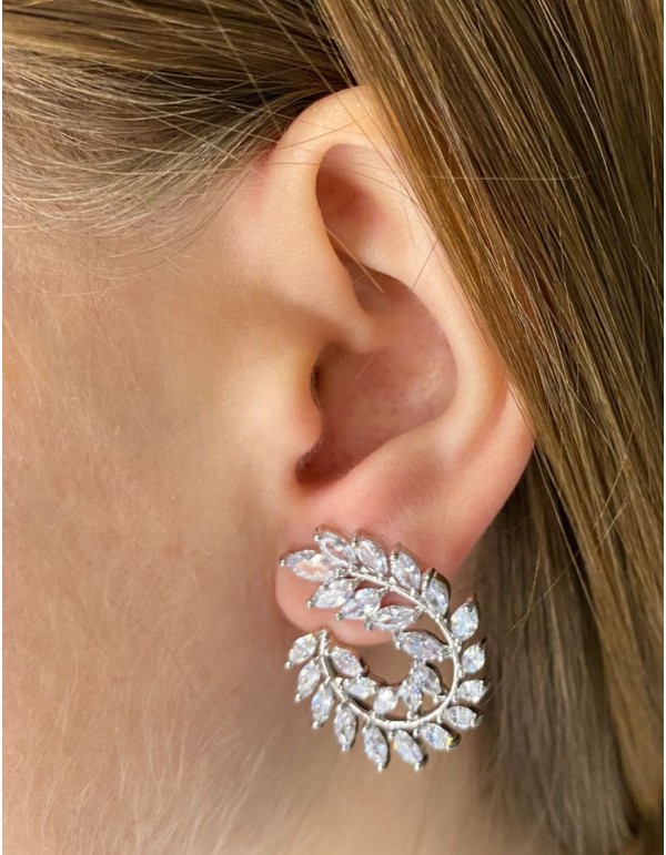 Pendientes de fiesta laurel con cristales 2