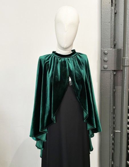 Velvet party cape with slit green