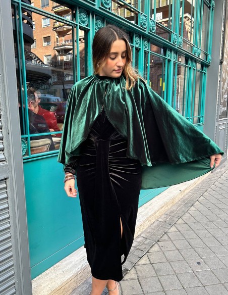 Velvet party cape with slit