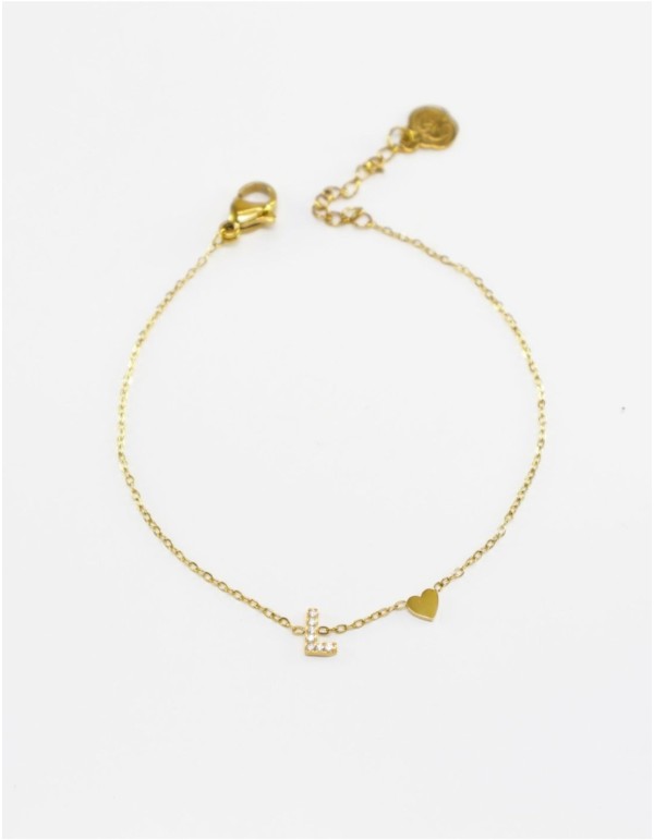 Pulsera con letra inicial de pedrería