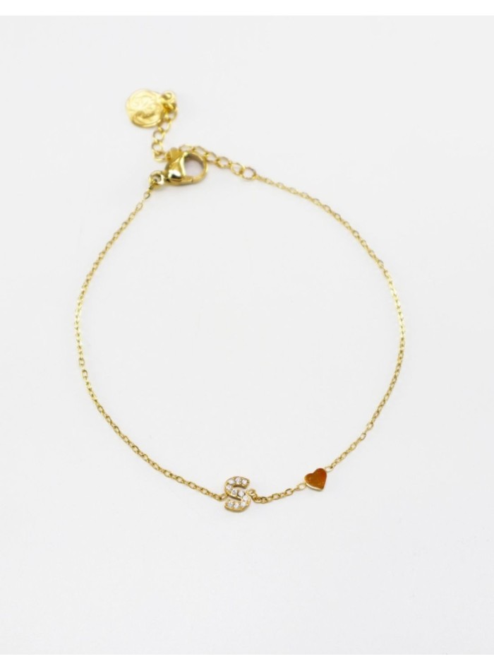 Pulsera con letra inicial de pedrería