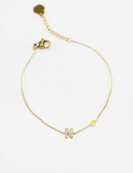 Pulsera con letra inicial de pedrería