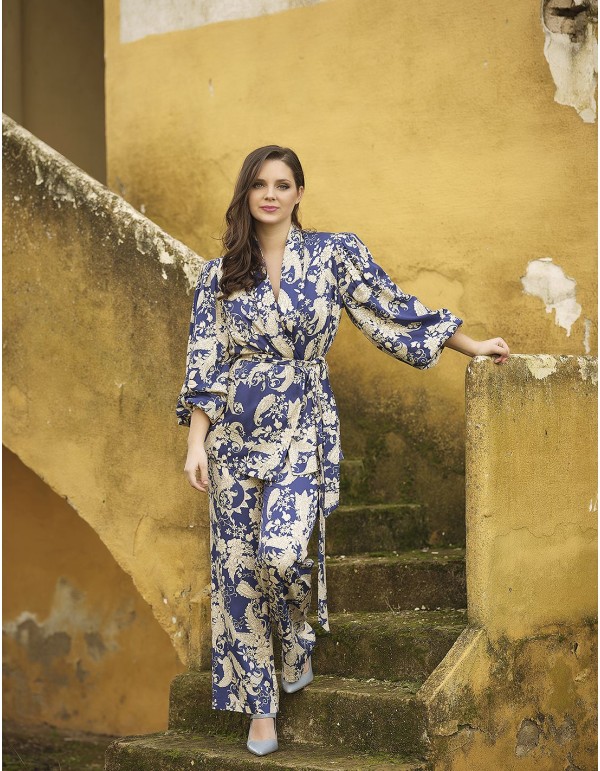 Ensemble veste et pantalon à imprimé floral
