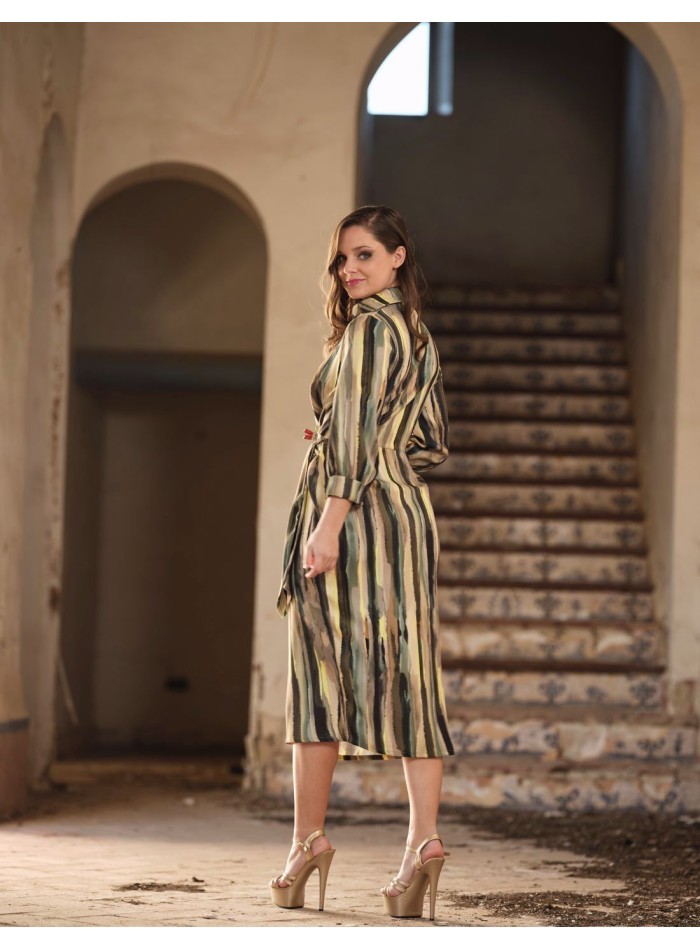 Watercolour print crossover cocktail dress