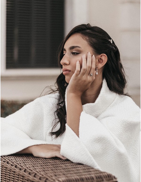 White party cape with fantasy buttons 2