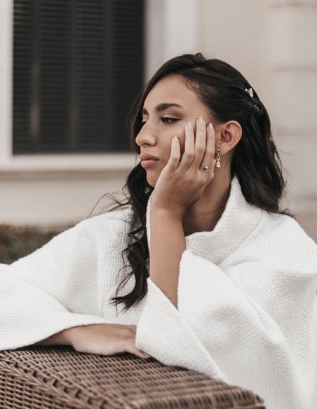 White party cape with fantasy buttons