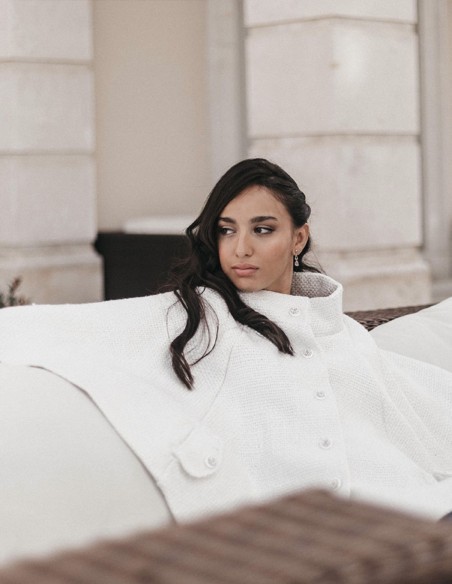 White party cape with fantasy buttons