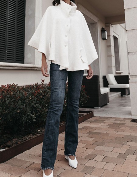 White party cape with fantasy buttons