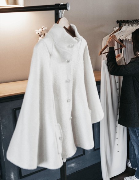 White party cape with fantasy buttons