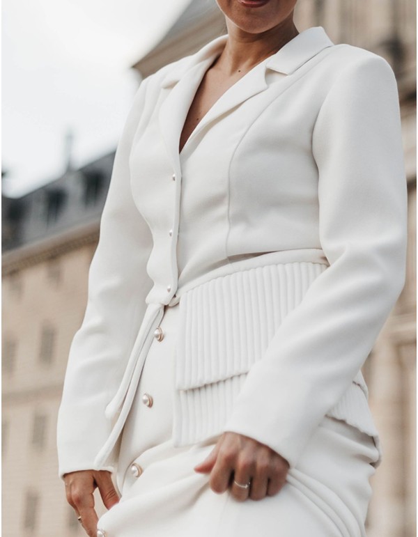 Blazer de mariée blanc avec Boutonnières 2