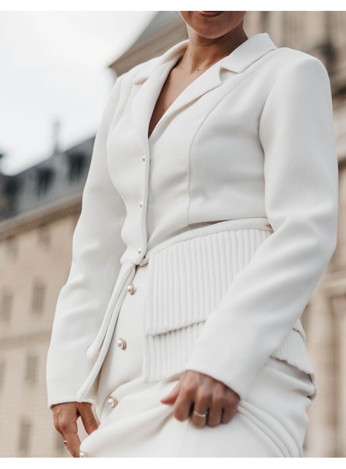 Blazer de mariée blanc avec Boutonnières