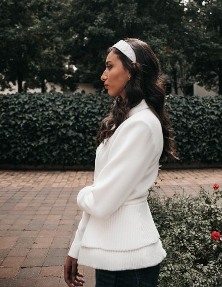 Blazer de mariée blanc avec Boutonnières