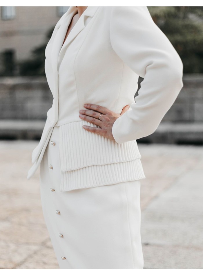 White bridal blazer with buttons